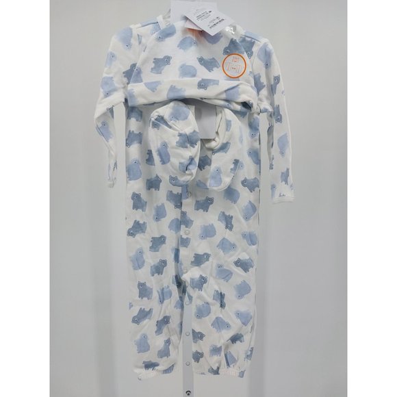 Baby Boy 3 Piece Sleeper Pajama Set with Hat and Mittens - Carter's - Size 9m - Picture 2 of 4